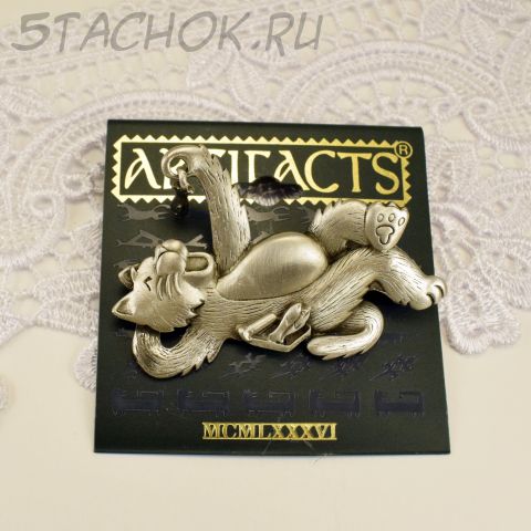 Брошь "Котик смакует рыбку" (JJ США)