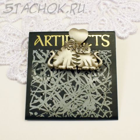 Брошь "Коты на валентинке" (JJ США)