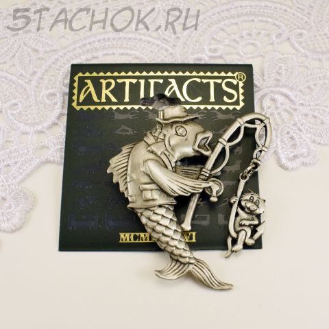 Брошь "Рыбка поймала котика" (JJ США)