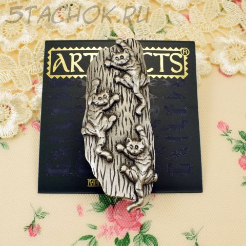 Брошь "Три кота на дереве" (JJ США)