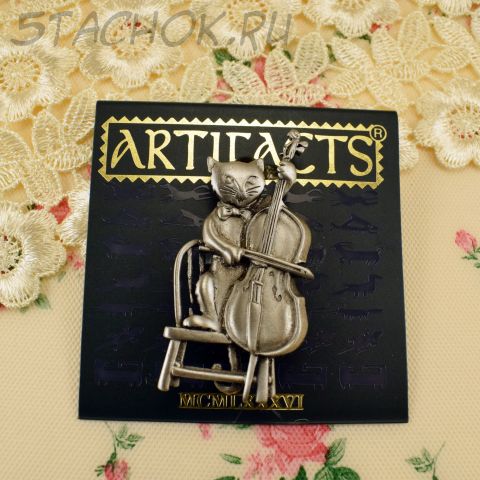 Брошь "Кот-виолончелист" (JJ США)