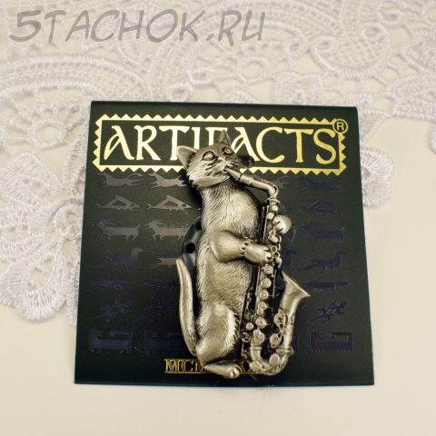 Брошь "Кот-саксофонист" (JJ США)