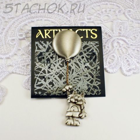 Брошь "Котик на воздушном шарике" (JJ США)