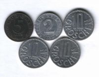 Набор монет Австрия 1954-1972 г. 5 шт.
