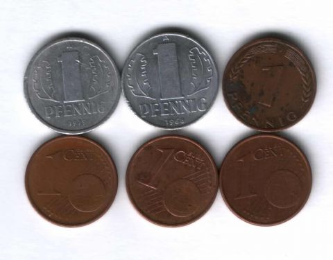 Набор монет Германия 1950-2002 г. 6 шт.