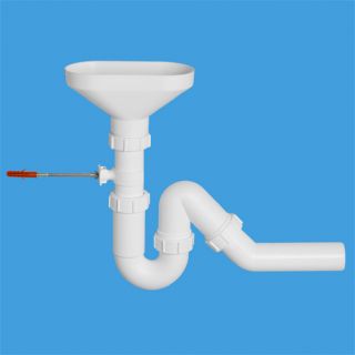 сифон трубный Р/S-образный (1 1/2"х40мм) для разрыва потока/струи с овальной (170ммх85мм) приемной воронкой и универсальной отводной трубой D40мм; в комплекте крепеж к стене