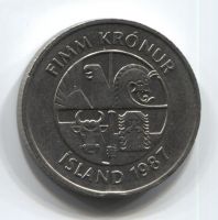 5 крон 1987 года Исландия