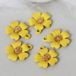Кукольный аксессуар Подвеска Цветок жёлтый матовый - 5 шт