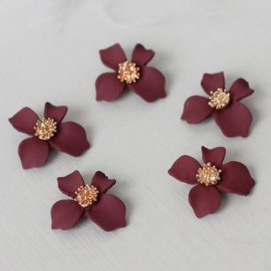 Кукольный аксессуар Подвеска Цветок винный матовый - 5 шт