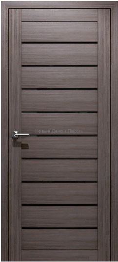 "Техно 20" дуб серый, черное стекло Межкомнатная дверь экошпон со стеклом