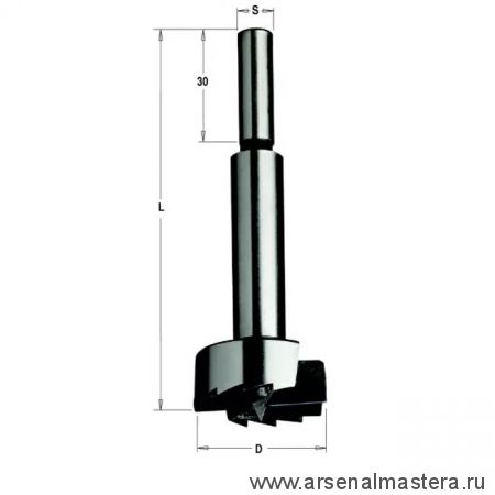 Сверло Форстнера SP метрическое 16 x 90 Z 2 + 2 S 8 x 30 RH CMT 537.160.31