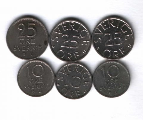 Набор монет Швеция 1964-1981 г. 6 шт.