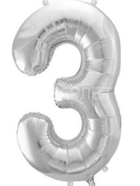 Цифра "3" Slim Серебро