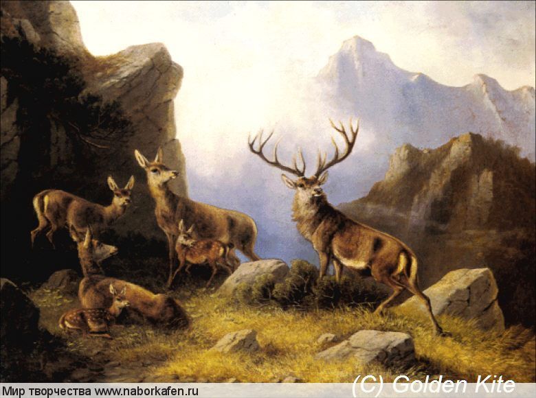 1621 Deer in a Mountainous Landscape