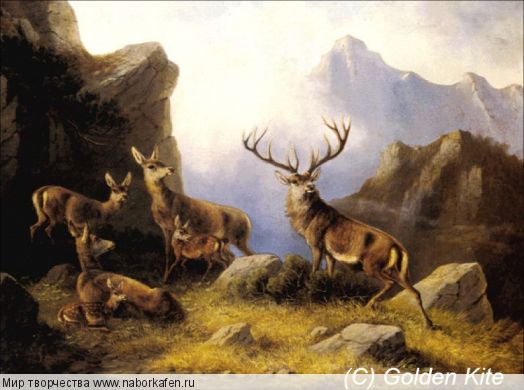 1621 Deer in a Mountainous Landscape