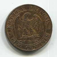 5 сантимов 1855 года BB Франция XF