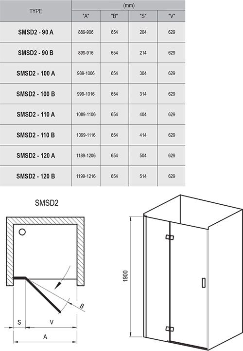 Душевые двери Ravak Smartline SMSD2 схема 3