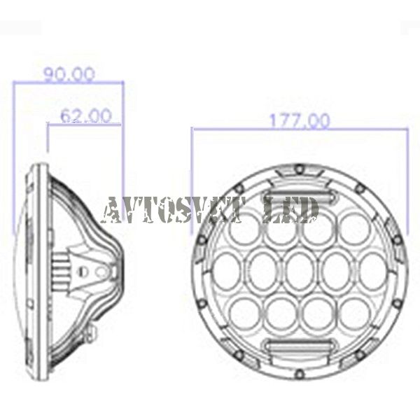Светодиодные фары 7 дюймов ASG-90W CHROME