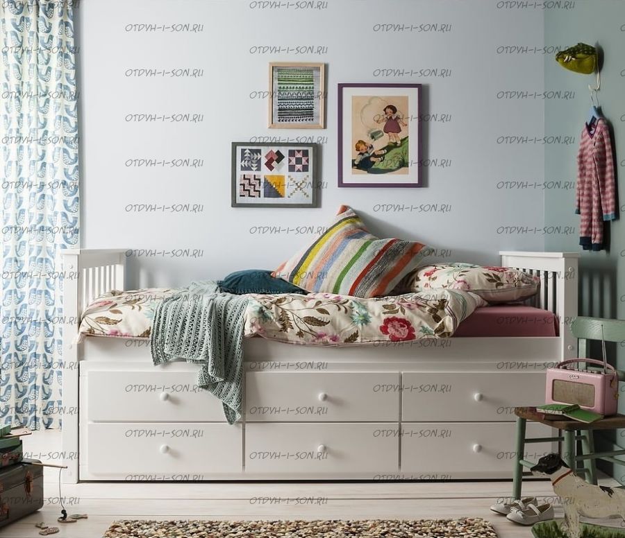 Кровать Соня-2 выкатная двухъярусная с ящиками (массив) №I