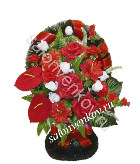 Ритуальная корзина из искусственных цветов N29, РАЗМЕР 60,80,90 см