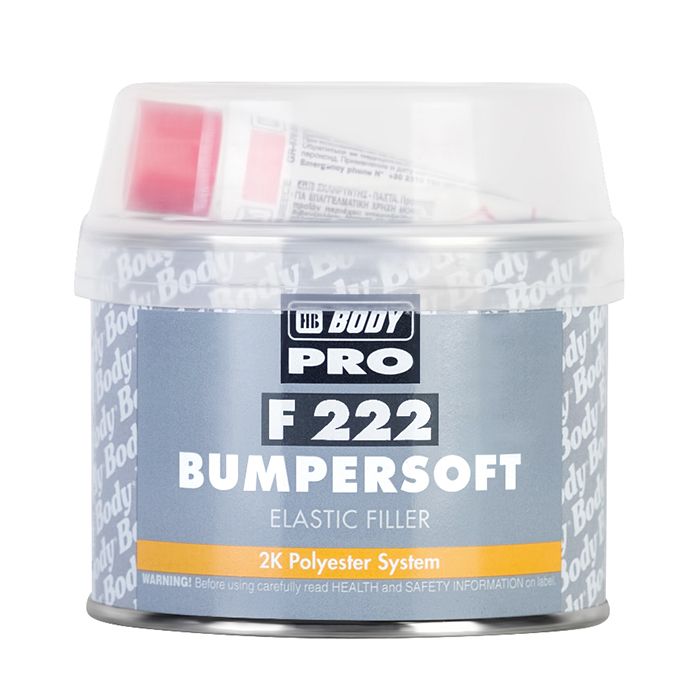 HB Body Шпатлевка PRO F222 BUMPERSOFT для пластика, название цвета "Черный", объем 1кг.