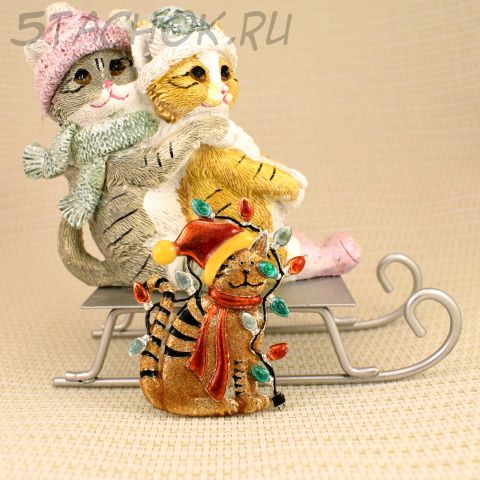 Брошь "Рыжий кот с гирляндой" (Danecraft США)