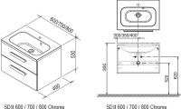 Тумба под раковину Ravak SD Chrome II 600 60x49 схема 4