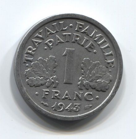 1 франк 1943 года Франция XF
