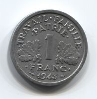 1 франк 1943 года Франция XF