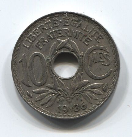 10 сантимов 1936 года Франция