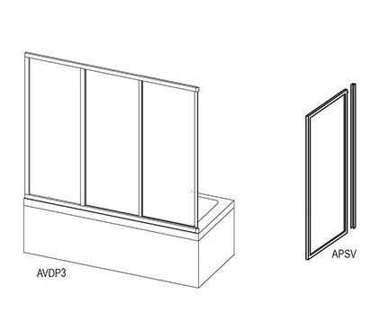 Ravak AVDP3 + APSV Г-образная шторка на ванну схема 1