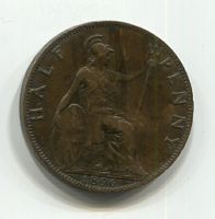 1/2 пенни 1896 года Великобритания VF+