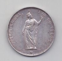 5 лир 1848 года AUNC Ломбардия Италия