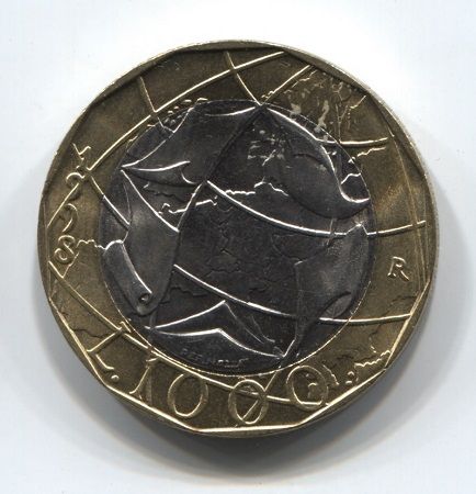 1000 лир 1998 года Италия AUNC