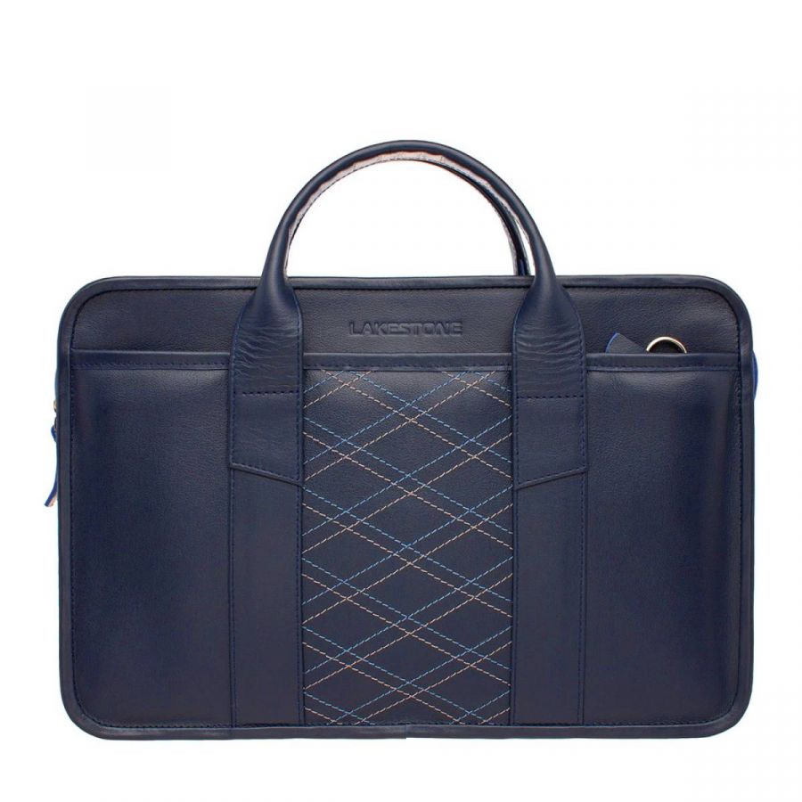 Мужская деловая сумка Lakestone Marion Dark Blue Rhombus