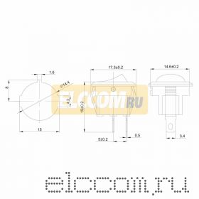 Выключатель клавишный круглый 250V 6А (2с) ON-OFF красный Micro (RWB-105, SC-214)