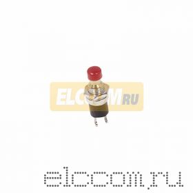 Выключатель-кнопка металл 220V 2А (2с) (ON)-OFF ?7.2 красная Micro (RWD-301, PBS-10B)