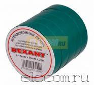 Изолента 15мм х 25м зеленая REXANT