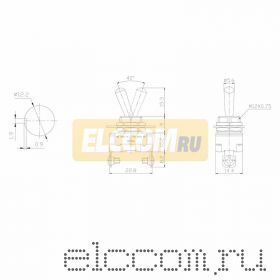 Тумблер 220V 10А (2c) ON-OFF однополюсный Mini (ASW-23)