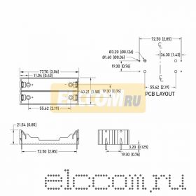 Батарейный отсек 2 х 18650 Li-ion (на плату)