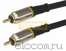 Шнур 1RCA Plug - 1RCA Plug 3м (GOLD) - металл REXANT