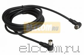 Шнур TV PLUG - TV JACK 5.0м угловой, черный REXANT