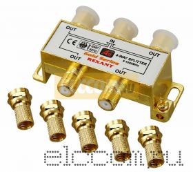 ДЕЛИТЕЛЬ ТВ x 4 + 5шт. F "BOX" 5-1000 МГц "GOLD" REXANT