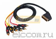 Шнур SCART Plug - 6RCA Plug 1.5М (GOLD) REXANT