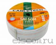 Кабель SAT 50M+CU/Al/CU, 75 Ом, 100м., белый CABLETECH