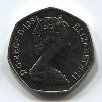 50 пенсов 1984 года Великобритания BU