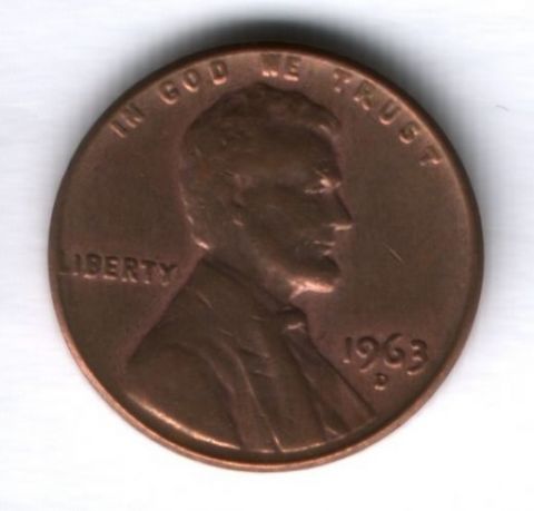 1 цент 1963 года D США, XF-