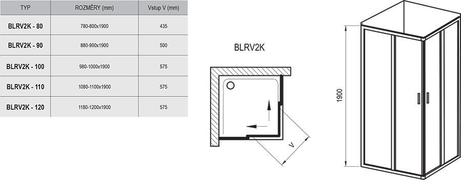 Душевой уголок Ravak Blix BLRV2K ФОТО