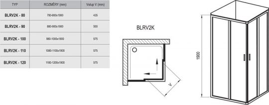 Душевой уголок Ravak Blix BLRV2K ФОТО