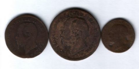 Набор монет Италия 1861-1925 г. 3 шт.